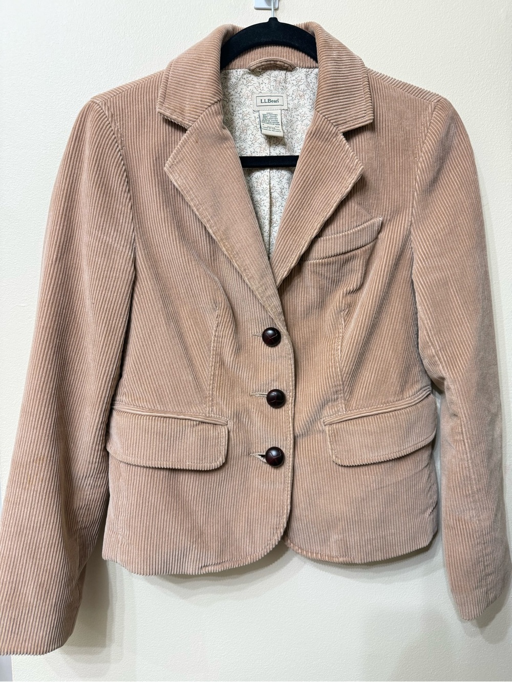 Vintage L.L. Bean Corduroy Blazer Jacket Wide Wale Fall Preppy Neutral Academia